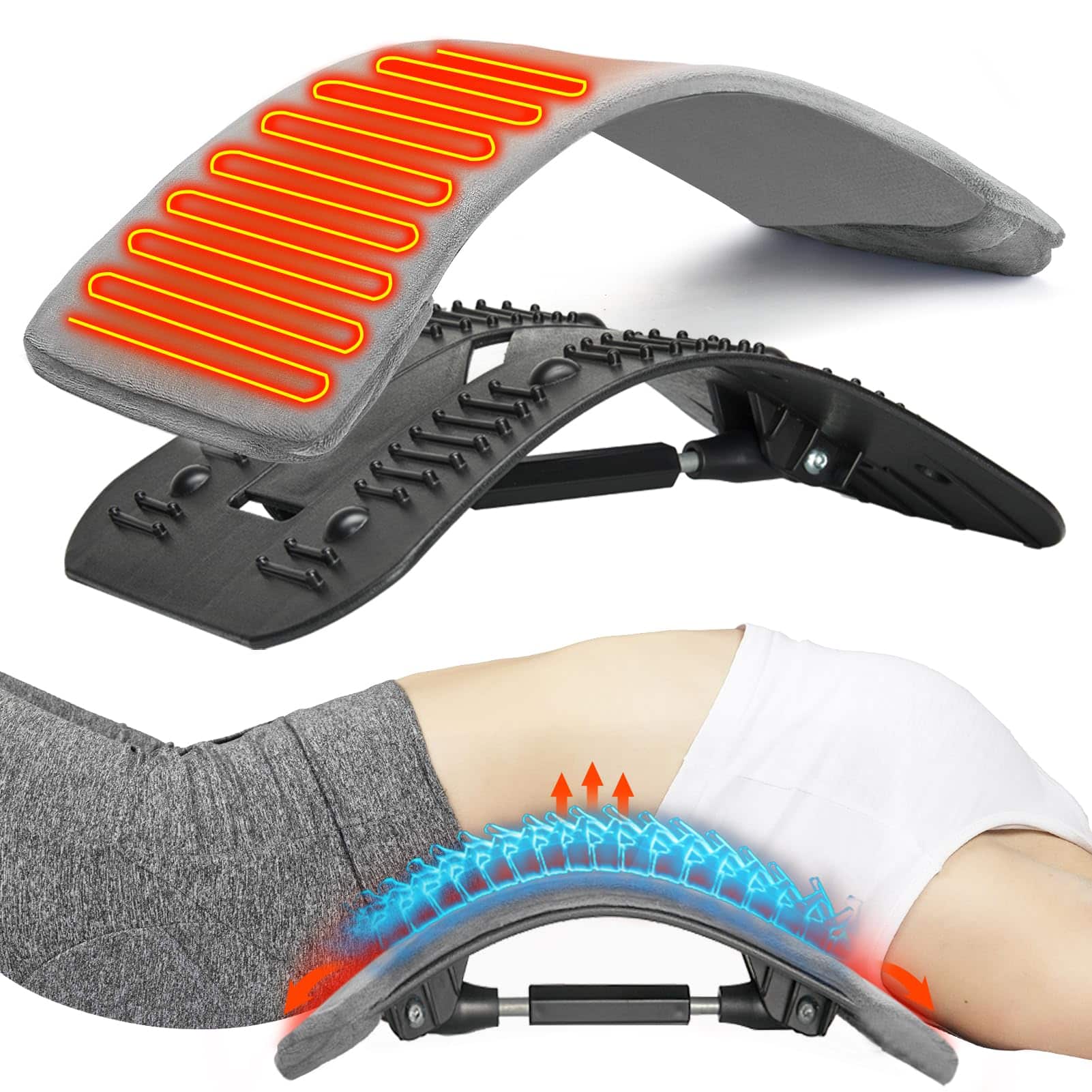 Top Best Gadgets For Muscle Spine Pain Relief: Back Stretcher With Detachable Heating Pad - Healthsoothe